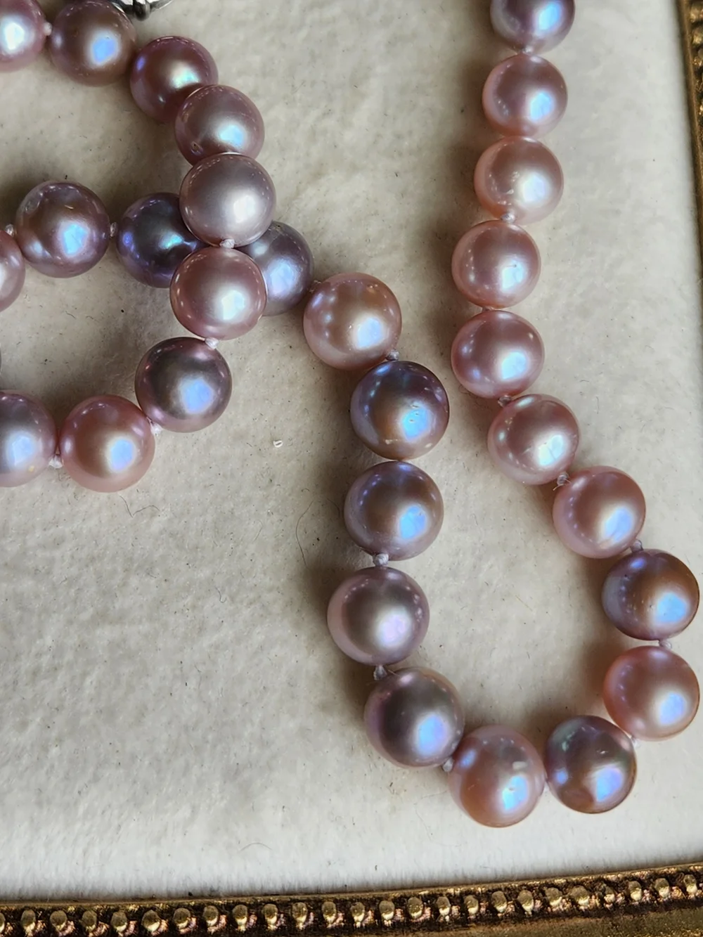 VTG Artisan Genuine Pink Pearl Necklace with Silver Clasp Hand Knotted - Picture 2 of 7